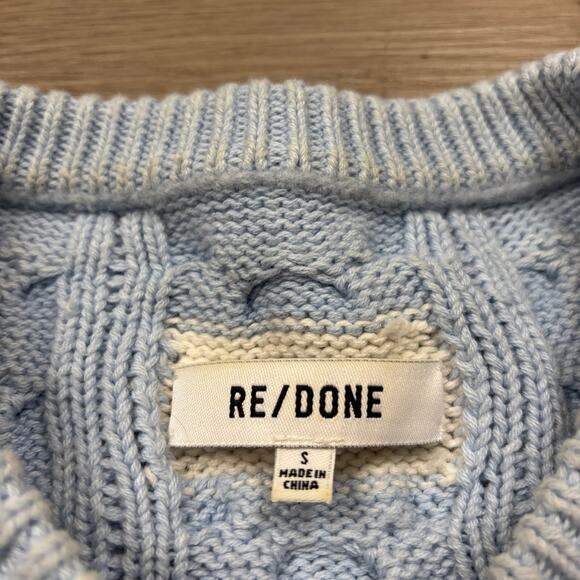 Re/Done Cable Knit Crop Cashmere Sweater Women's Small Minimalist - Picture 4 of 11